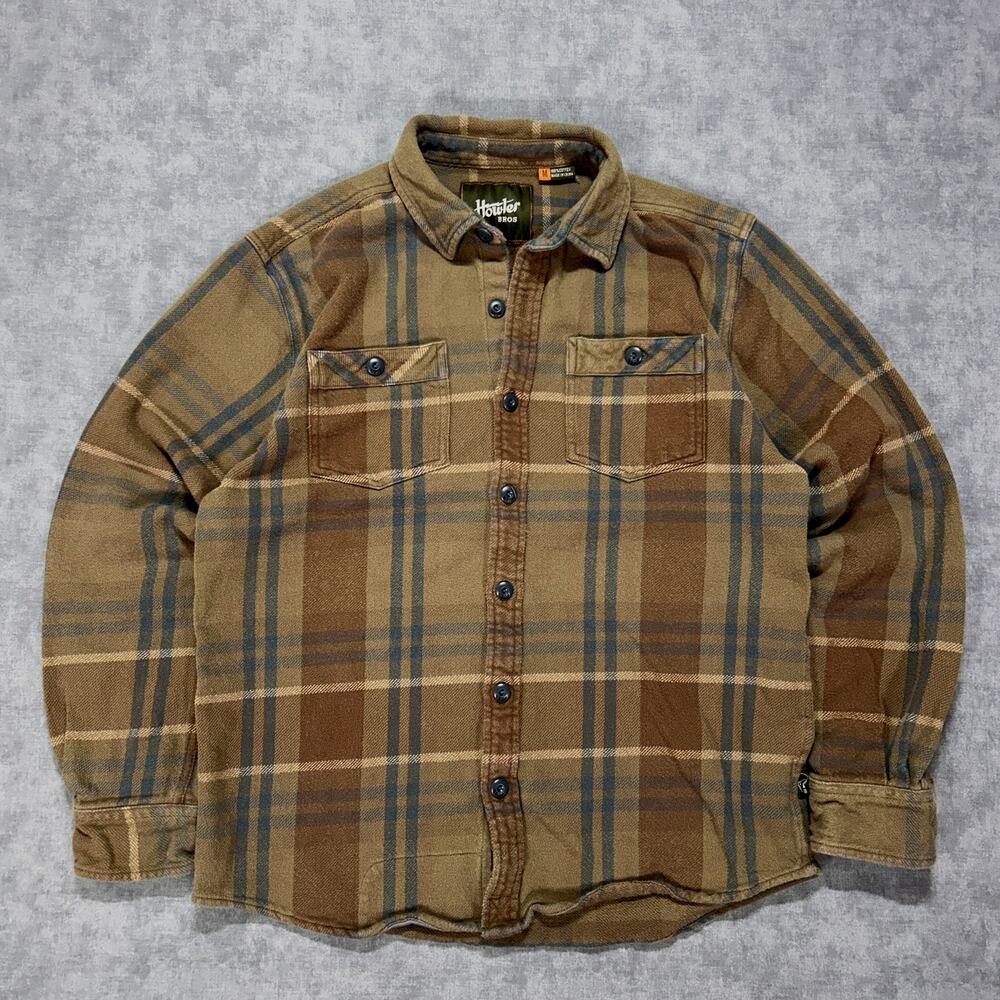 Howler Bros Harkers brown/green plaid outdoors casual button up mens M